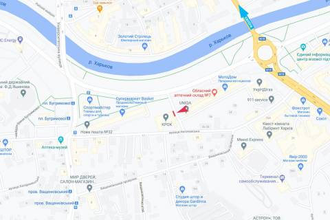 Billboard A in Vasylivka, 3х6  Krasnoskol'naa nabereznaa (Gimnaziceskaa nabereznaa, 24, Har'kovskaa nabereznaa), v centr scheme