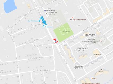 Citylight B in Kharkiv, 1,24х1,84  Klockovskaa st., - st. Otakara Arosa (ostanovka st.Tobol'skaa) scheme