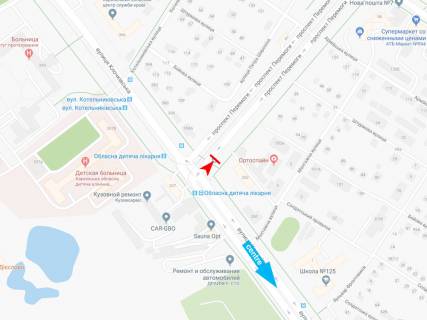 Citylight A in Kharkiv, 1,24х1,84  Pobedyav.- Klockovskaa st., 352 (ostanovka "Oblastnaa detskaa bol'nica") scheme