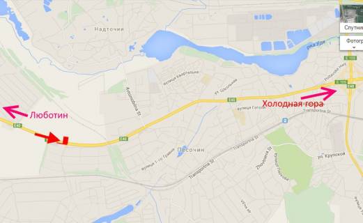 Billboard A in Pisochin Trasa Kiiv-Harkiv-Dovzans'kij bila AZS SHELL-s. Pisocin-(u bik Harkova) scheme