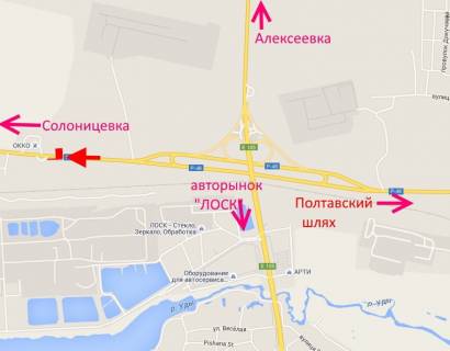 Billboard B in Kharkiv highway, 3х6  st.Zalutins'ka -bila AZS OKKO - praporec' No4-viizd iz mista u bik Solonicivki scheme