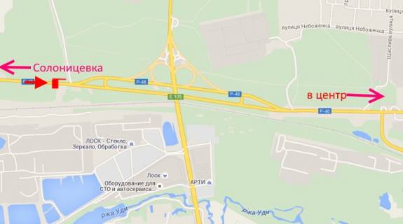 Billboard B in Kharkiv st.Zalutins'ka -rozv'azka z kil'cevou - praporec' No1-v'izd u misto z boku Solonicivki scheme