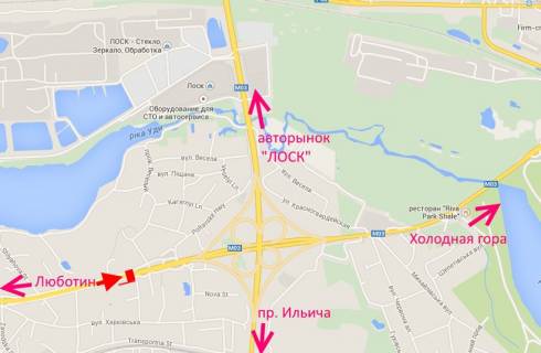 Billboard A in Pisochin Poltavs'kij slah-prov. Harkivs'kij-pered postom Policii-praporec' No2, do centru scheme