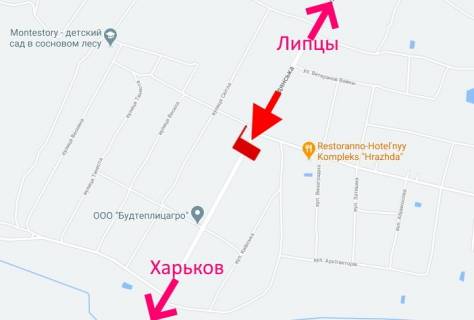 Billboard A in Cherkasy Tishki, 3х6  sel. Cerkas'ki Tiski - bila povorotu na restoran "Grazda" - u bik Harkova scheme