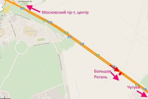 Billboard A in Kharkiv highway, 3х6  Pr-t Geroiv Harkova - Rostovs'ka trasa -519km-viizd iz mista scheme