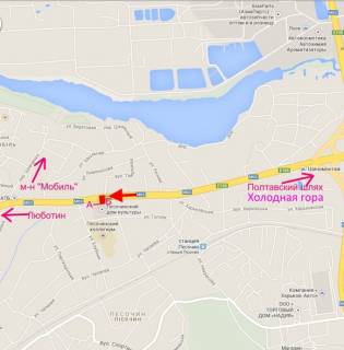 Billboard B in Pisochin, 3х6  Poltavs'kij slah-sel.Pisocin, budinok kul'turi, z centru scheme