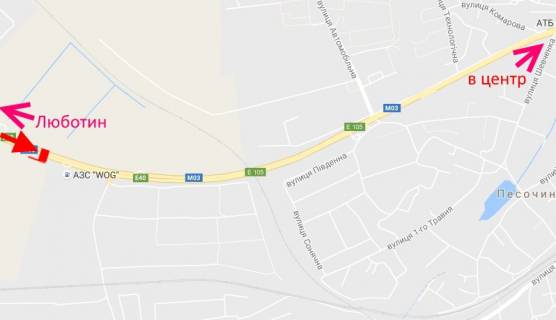 Billboard A in Pisochin Trasa Kiiv-Harkiv-467 km-bila AZS WOG-u bik Harkova scheme