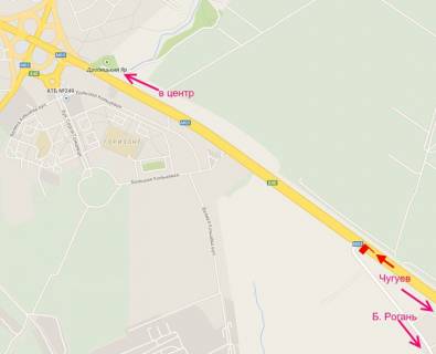 Billboard A in Kharkiv Pr-t Geroiv Harkova - Rostovs'ka trasa bila povorotu na sel. Rogan' -(v'izd u misto) scheme