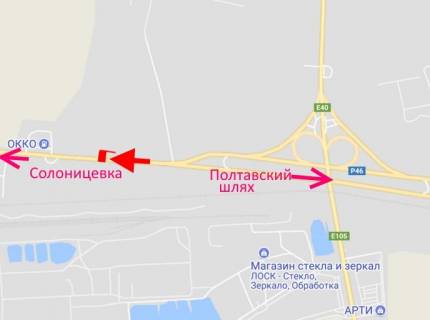 Billboard A in Kharkiv highway, 3х6  st.Zalutins'ka -rozv'azka z kil'cevou-2- viizd iz mista u bik Solonicivki scheme