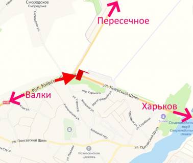 Billboard B in Lyubotin, 3х6  Trasa Kiiv-Harkiv-m. Lubotin-povorot na Peresicne- u bik Harkova scheme