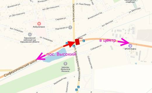 Billboard B in , 3х6  Simferopol's'ke sose-st. Harkivs'ka -povorot na Babai -praporec' No1-v centr scheme