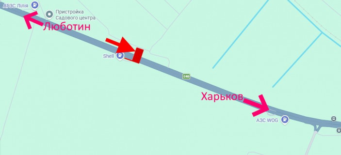 Billboard A in Kharkiv highway Траса Київ-Харків- 467 км - сел. Пісочин-біля АЗС Укрнафта-в'їзд у місто scheme