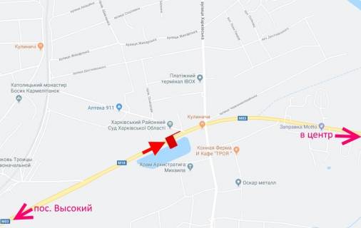 Billboard B in , 3х6  Simferopol's'ke sose-st. Harkivs'ka -bila rajonnogo sudu-do centru scheme