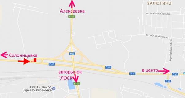 Billboard A in Kharkiv highway, 3х6  st.Zalutins'ka -rozv'azka z kil'cevou- v'izd do mista z boku Solonicivki-niz scheme