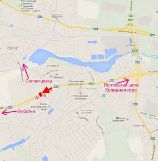 Billboard B in Pisochin, 3х6  Poltavs'kij slah-sel. Pisocin-st. Tehnologicna, z centru scheme