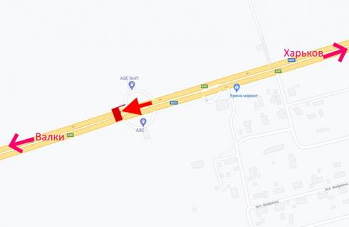 Billboard A in Kharkiv highway, 3х6  Trasa Kiiv-Harkiv-sel. Travneve-bila AZS ANP-praporec' No1 - u bik Valok scheme