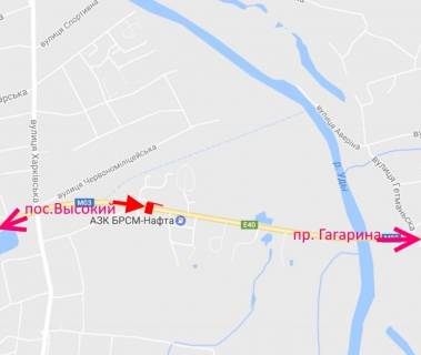 Billboard B in Kharkiv, 3х6  Simferopol's'ke sose-sel. Karacivka-bila AZS BRSM-praporec' No2-v centr scheme