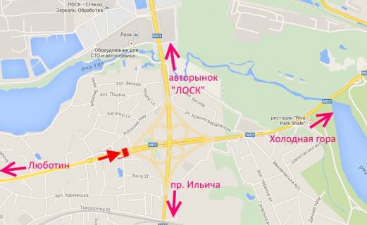 Billboard A in Pisochin Poltavs'kij slah - prov. Kiivs'kij, rozv'azka z kil'cevou, v centr scheme