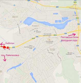 Billboard A in Pisochin Estakada 1-sel.Pisocin-v'izd u misto z boku trasi Kiiv-Harkiv-Dovzans'kij scheme