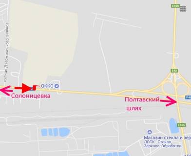 Billboard B in Kharkiv st.Zalutins'ka -bila AZS OKKO-2- v'izd u misto z boku Solonicivki scheme