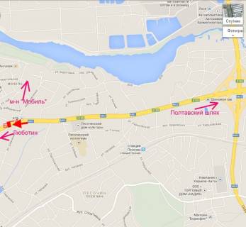 Billboard A in Pisochin, 3х6  Poltavs'kij slah-sel.Pisocin-prov. Sevcenko, z centru scheme