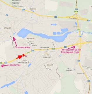 Billboard A in Pisochin Poltavs'kij slah-sel. Pisocin-st. Tehnologicna v centr scheme