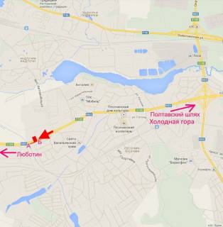 Billboard B in Pisochin Estakada3-sel.Pisocin-viizd iz mista do st.trasi Kiiv-Harkiv-Dovzans'kij scheme