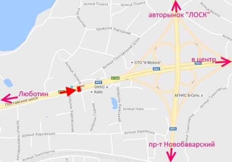 Billboard B in Pisochin Poltavs'kij slah-post Policii-praporec' No1, v centr scheme