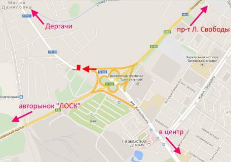 Billboard B in Kharkiv Klockivs'ka -rozv'azka z kil'cevou (2) viizd iz Harkova u bik Dergaciv scheme