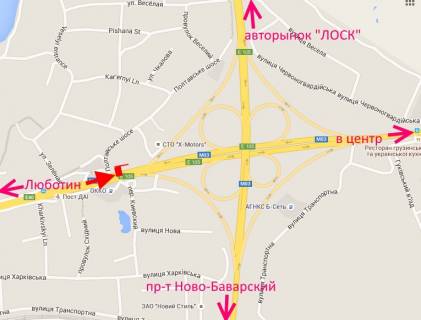 Billboard B in Pisochin Poltavs'kij slah - prov. Kiivs'kij-rozv'azka z kil'cevou-praporec' No2-v centr scheme