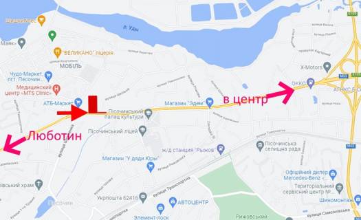 Billboard B in Pisochin Poltavs'kij slah-sel.Pisocin-st.Skil'na-2-v centr scheme
