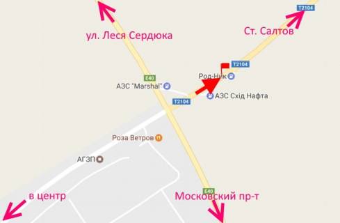 Billboard B in Kharkiv Saltivs'ke sose-rozv'azka z kil'cevou-AZS Rodnik-viizd iz mista u bik St. Saltova scheme