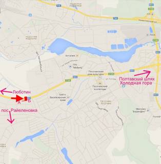 Billboard A in Pisochin, 3х6  Estakada2-sel.Pisocin-v'izd u misto z boku trasi Kiiv-Harkiv-Dovzans'kij scheme