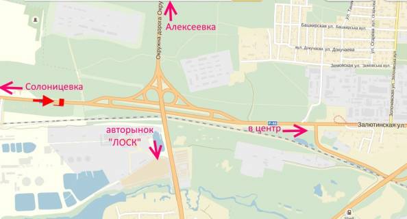 Billboard A in Kharkiv highway, 3х6  st.Zalutins'ka -rozv'azka z kil'cevou -praporec' No2-v'izd u misto z boku Solonicivki scheme