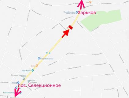 Billboard B in Merefa, 3х6  Merefa-st. Dniprovs'ka-st. Leonivs'ka - povorot na vokzal - u bik Harkova scheme