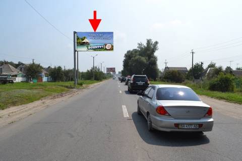 Billboard B in Bezlyudivka, 3х6  Pr-t Gagarina - rozv'azka z kil'cevou, bila AZS "OVIS"-praporec' No2 (viizd iz mista) Photo 1