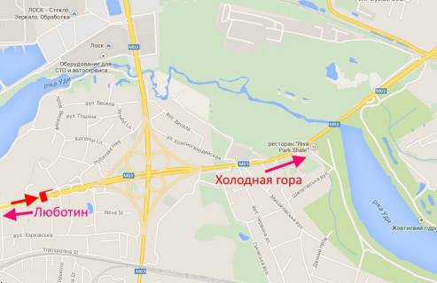 Billboard B in Pisochin Poltavs'kij slah-v'izd Kotovs'kogo-praporec' No2, do centru scheme