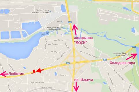 Billboard B in Pisochin Poltavs'kij slah-v'izd Kotovs'kogo, iz centru scheme