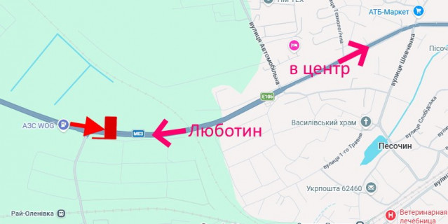 Billboard A in Kharkiv highway Естакада-сел.Пісочин-поворот на Рай-Єленівку-в'їзд у місто-верх scheme