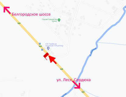 Billboard B in Kharkiv Kil'ceva doroga-498 km bila AZS Prime - praporec' No1 u bik Oleksiivki scheme