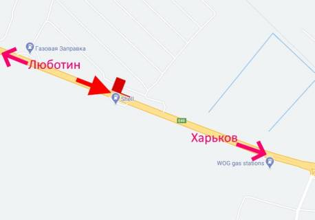 Billboard B in Kharkiv highway, 3х6  Trasa Kiiv-Harkiv-466 km - sel. Pisocin-2-bila AZS SHELL-u bik Harkova scheme