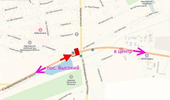 Billboard A in , 3х6  Simferopol's'ke sose-st. Harkivs'ka -povorot na Babai -praporec' No2-v centr scheme