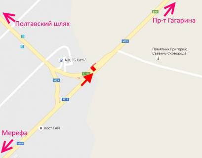 Billboard B in Kharkiv Simferopol's'ke sose-sel. Visokij-post Policii-praporec' No3 (v'izd do mista) scheme