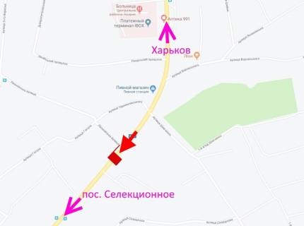 Billboard A in Merefa, 3х6  Merefa-st. Dniprovs'ka-st. Leonivs'ka-povorot na vokzal-praporec' No2-v centr scheme