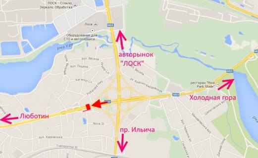 Billboard B in Kharkiv, 3х6  Poltavs'kij slah - prov. Kiivs'kij, rozv'azka z kil'cevou, iz centru scheme