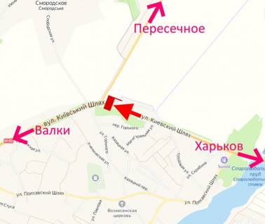 Billboard A in Lyubotin, 3х6  Trasa Kiiv-Harkiv-m. Lubotin-povorot na Peresicne- u bik Valok scheme