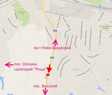 Billboard A in Kharkiv highway, 3х6  Kil'ceva doroga-povorot na sanatorij "Rosa"-praporec' No1-v v bik pos Visokij scheme