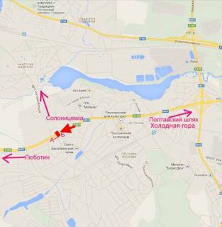 Billboard B in Pisochin Полтавський шлях-Пісочин-вул. Автомобільна-прапорець №2-з центру scheme