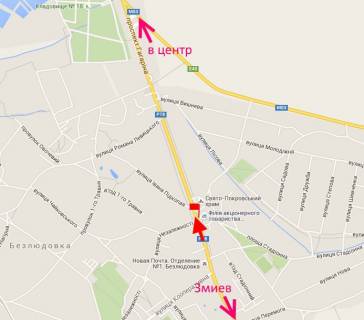 Billboard A in Bezlyudivka, 3х6  Pr-t Gagarina-sel. Bezludivka-rinok Bezludivs'kij-(v'izd u misto) scheme