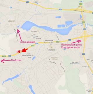 Billboard A in Pisochin, 3х6  Poltavs'kij slah-sel.Pisocin-st. Avtomobil'na navproti dvoh AZS, iz centru scheme